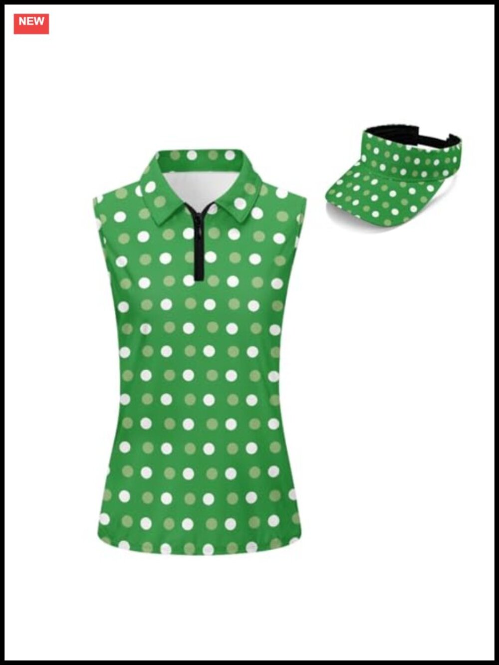Rnyleeg Womens Golf Tank Top & Visor Set Sleeveless Collared UPF 50+